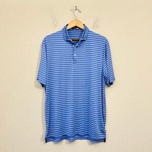 RLX RALPH LAUREN Polo Shirt Blue Striped SS Performance Golf Athletic